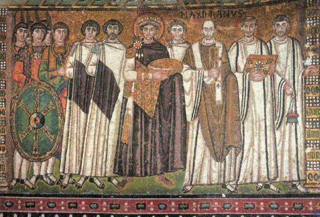 La mosaïque Justinien et sa suite, à Ravenne (547)