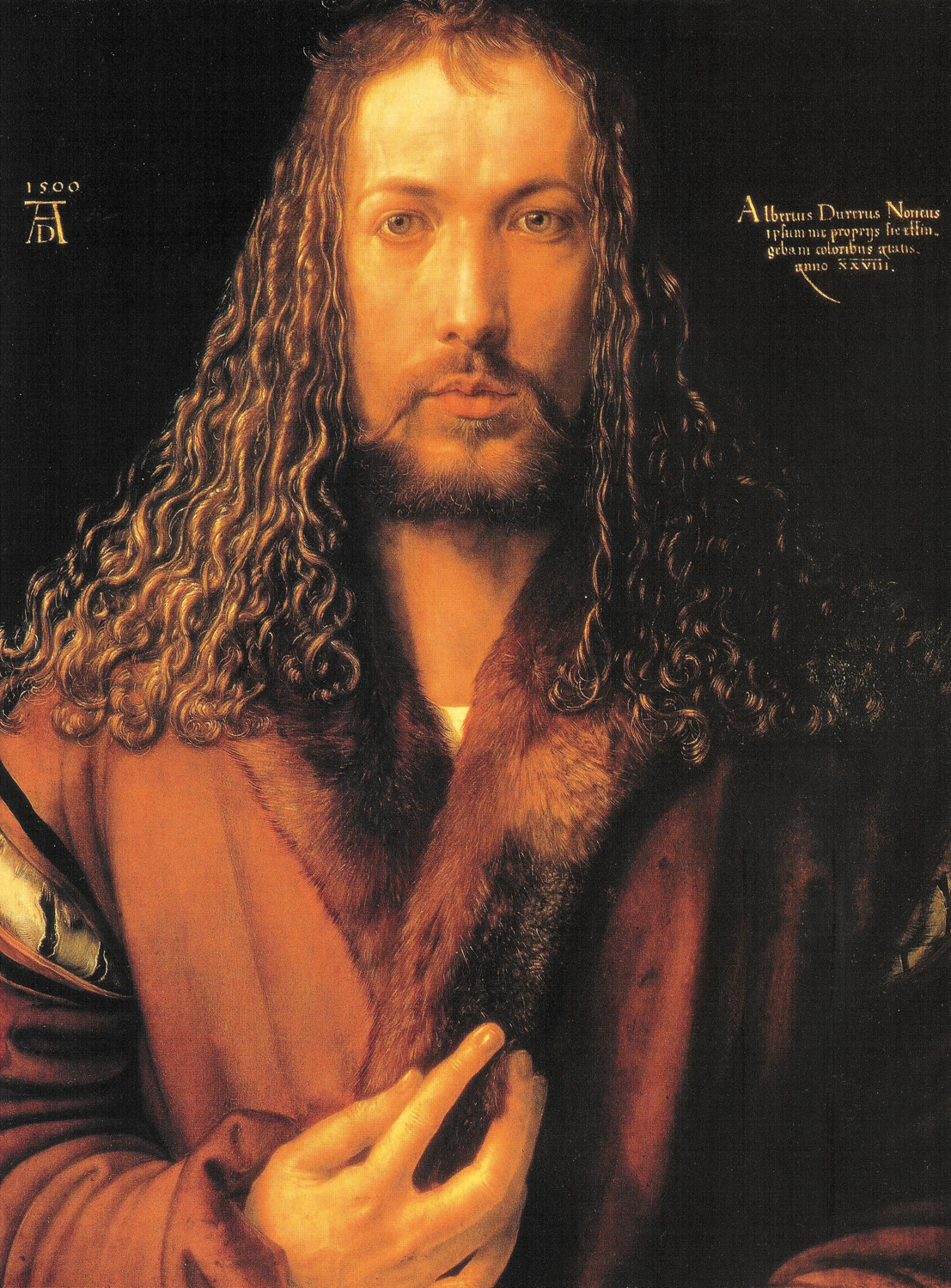 Autoportrait de face Dürer 1500